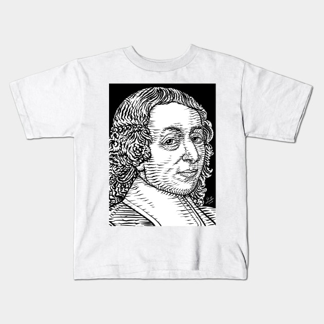 BLAISE PASCAL ink portrait Kids T-Shirt by lautir